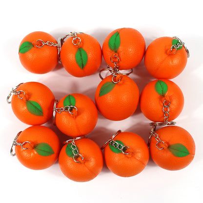 PU Simulated Orange Stress Reliever Ball Keychain