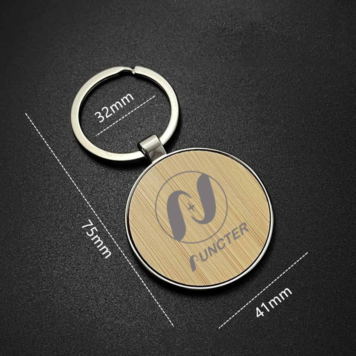 Bamboo Surface Round Keychain