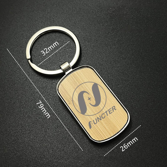 Bamboo Surface Soccer Field Shape Keychain