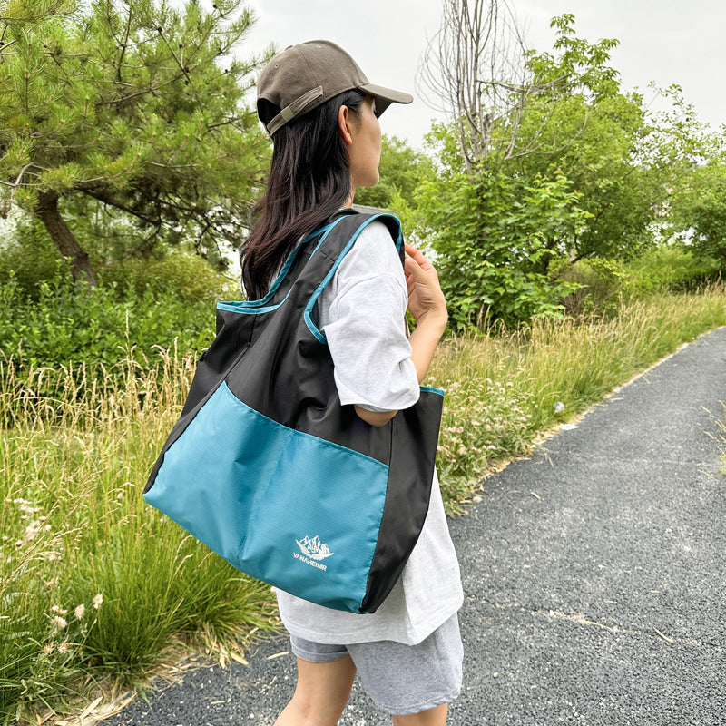 Polyester Grocery Foldable Shoulder Bag Travel Shopping Tote Bag 27L