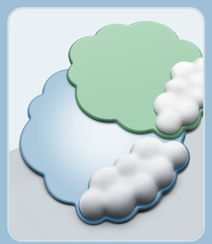 Full Custom Non Slip PU Base Cloud Shaped Mouse Pad With Silicone Infill Wrist Rest