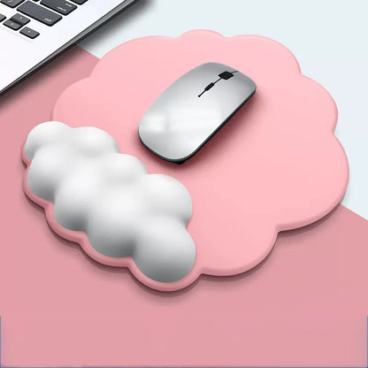 Full Custom Non Slip PU Base Cloud Shaped Mouse Pad With Silicone Infill Wrist Rest