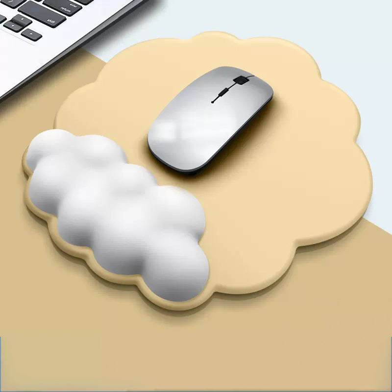 Full Custom Non Slip PU Base Cloud Shaped Mouse Pad With Silicone Infill Wrist Rest