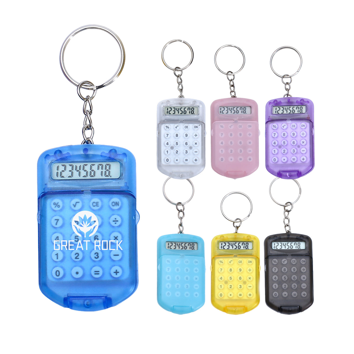 Mini Pocket Digits Electronic Calculator Keychain W/ Flip