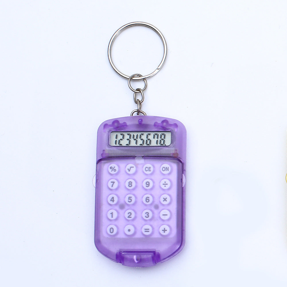 Mini Pocket Digits Electronic Calculator Keychain W/ Flip