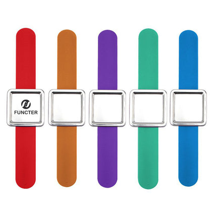 Silicone Slap Bracelet W/ Recessed Square Shaped Magnetic Pincushion Strong Pin Holder