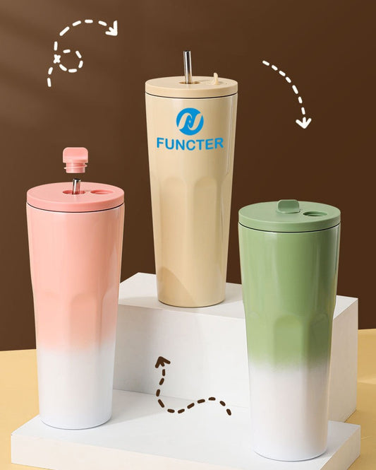 Two Tone Stainless Steel Insulated Tumbler 23 oz. W/ Straw & Lid