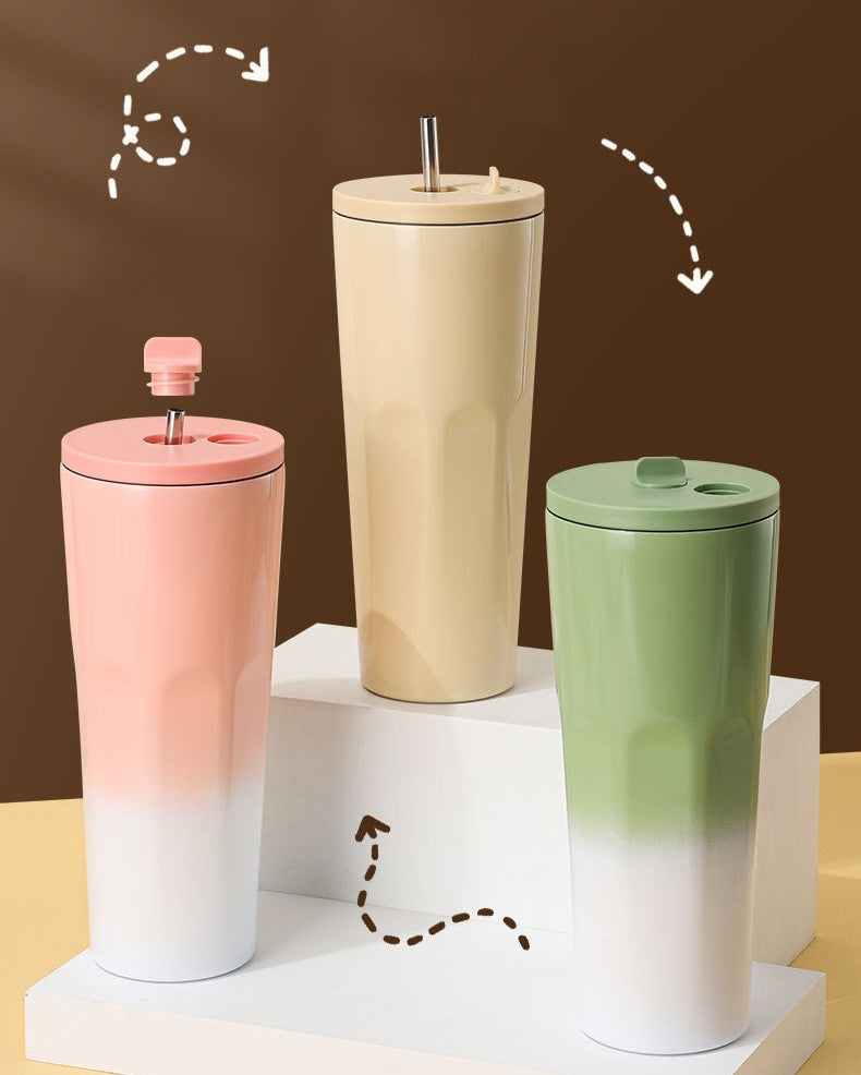 Two Tone Stainless Steel Insulated Tumbler 23 oz. W/ Straw & Lid