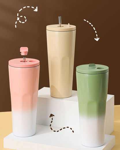Two Tone Stainless Steel Insulated Tumbler 23 oz. W/ Straw & Lid