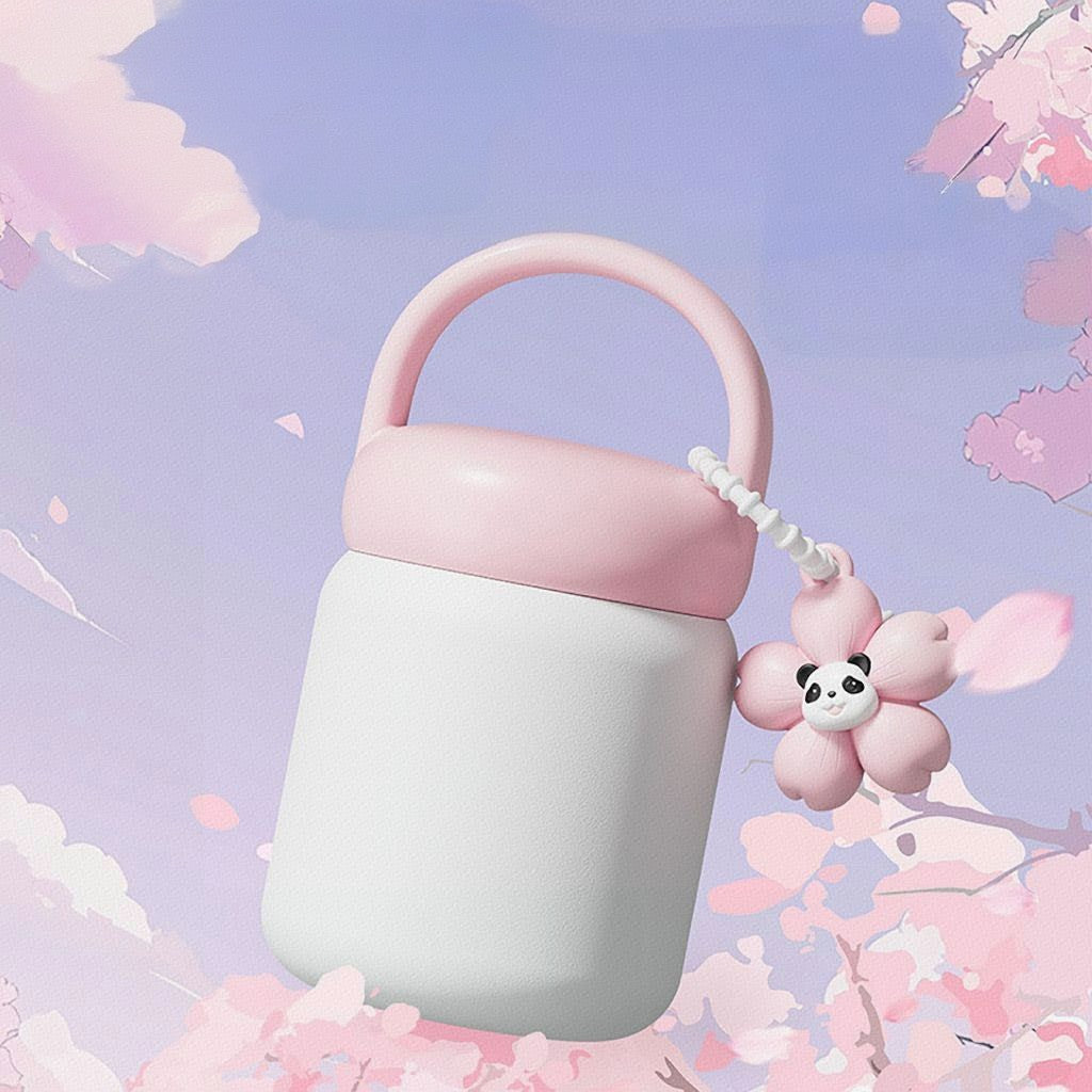 Insulated Water Bottle W/ Cherry Blossom Charm 7 oz.