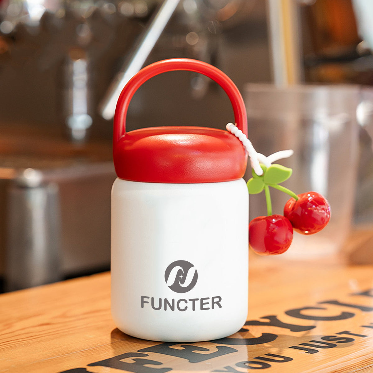 Insulated Water Bottle W/ Cherry Charm 7 oz.