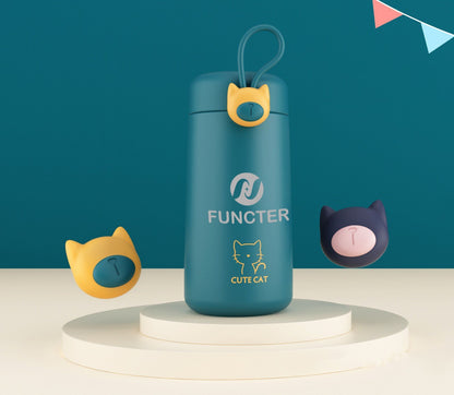 Stainless Steel Cute Cat Insulated Water Bottle 9 oz.