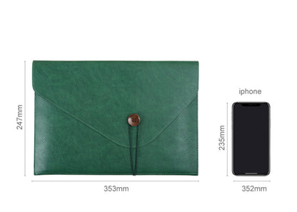 A4 PU Leather Portfolio Envelope Bag File Folder Sleeve Pouch With Button Closure