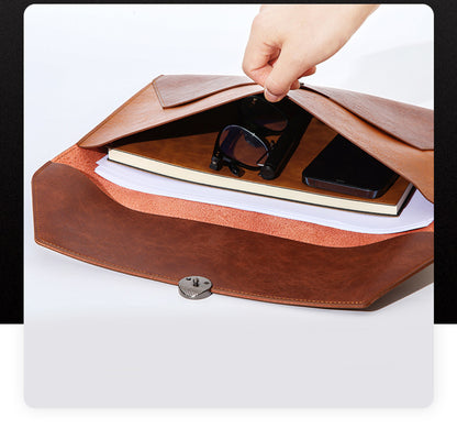 PU Leather A4 Envelope File Organiser Document Bags W/ Magnetic Snap Closure