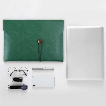 A4 PU Leather Portfolio Envelope Bag File Folder Sleeve Pouch With Button Closure