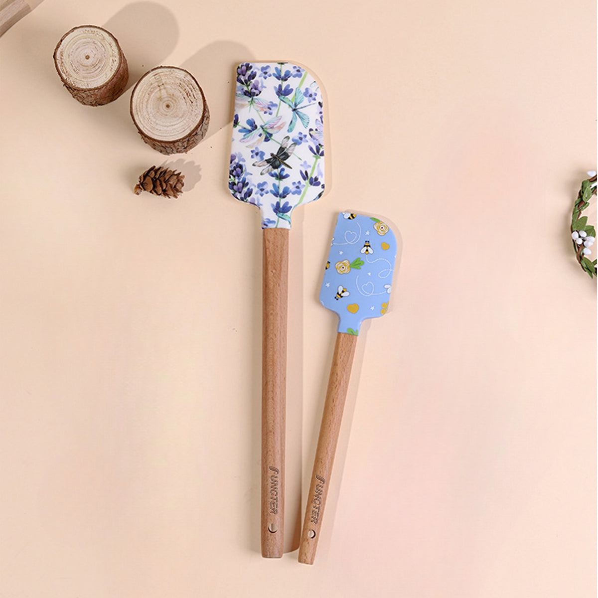 Silicone Spatula Set 2 Pcs for Baking, Stirring