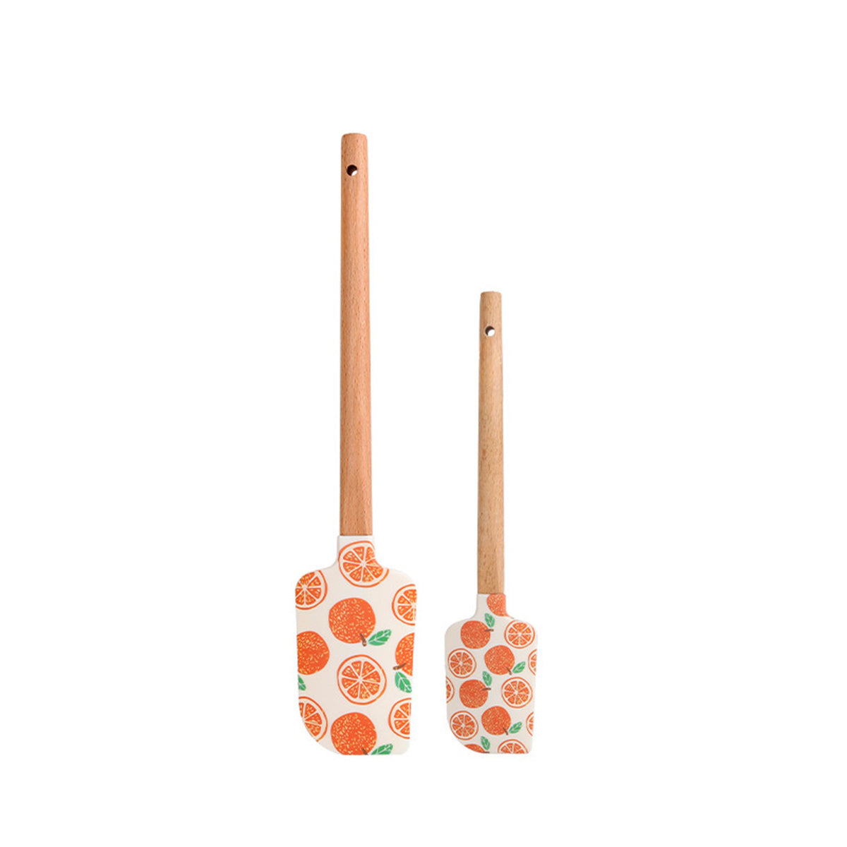 Silicone Spatula 2 Pcs Set Wooden Handle Heat-Resistant