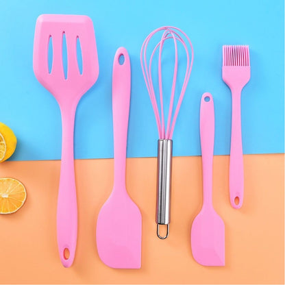 Silicone Spatula Scraper Oil Brush Whisk 5 Pcs Set Heat Resistance Multi-function Kitchen Utensils