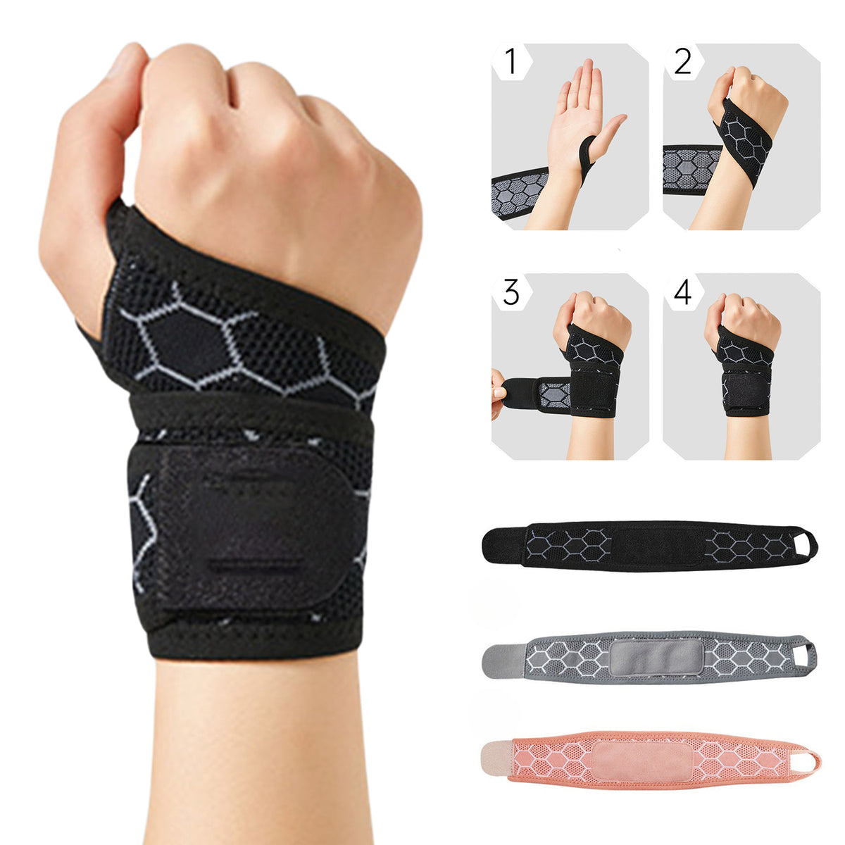 Adjustable Sport Wrist Brace Washable Wrist Sweatbands