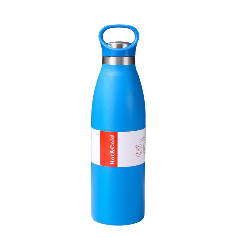 Stainless Steel Insulated Water Bottle W/ Keychain For Hiking 18 oz.