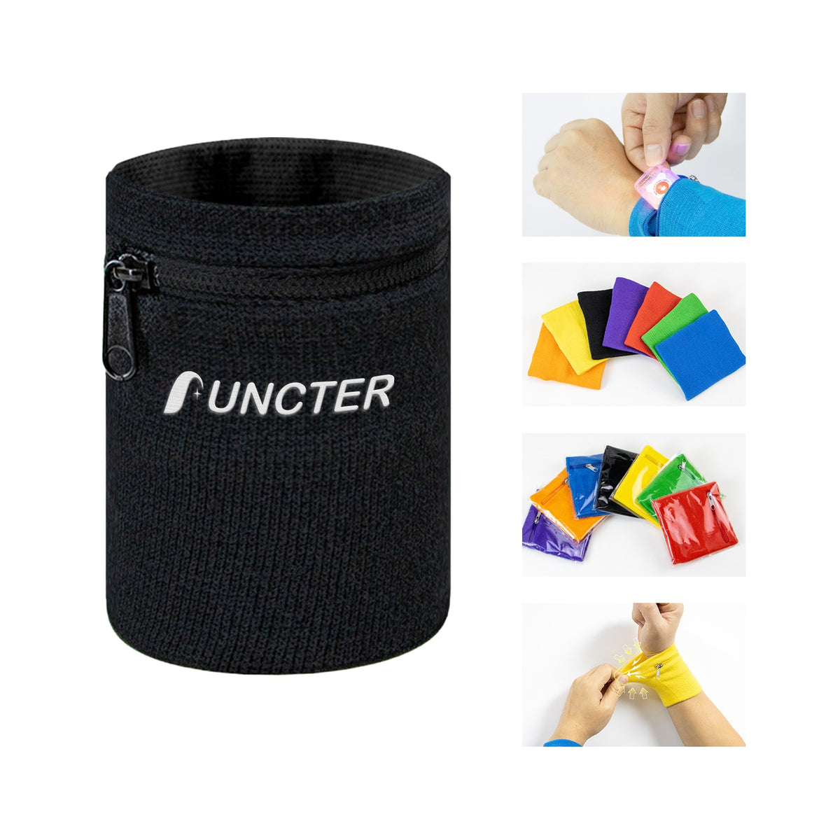 Jersey Stitch Polyester-Cotton Wristband W/ Zipper Pocket