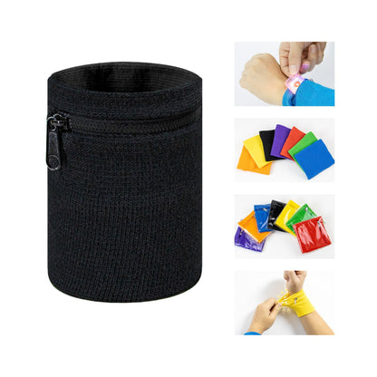 Jersey Stitch Polyester-Cotton Wristband W/ Zipper Pocket