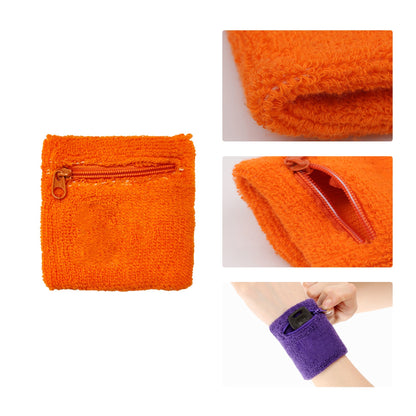 Cotton Wristband W/ Zipper Pocket