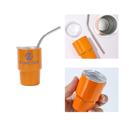 Stainless Steel Mini Tumbler W/ Straw 3 oz.