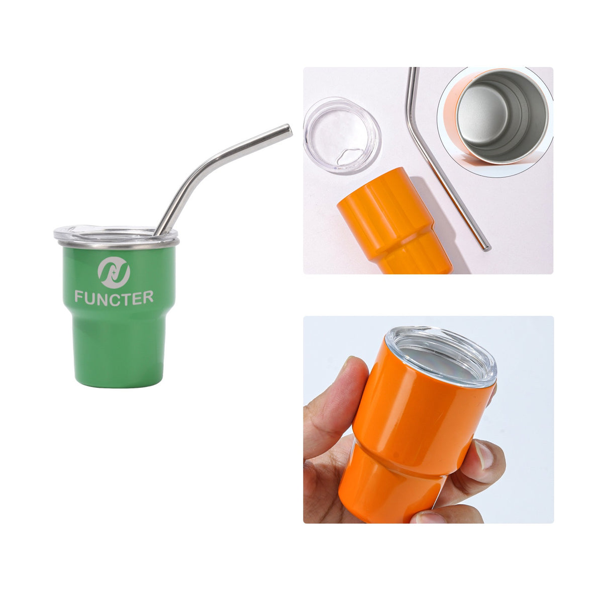 Stainless Steel Mini Tumbler W/ Straw 6 oz.