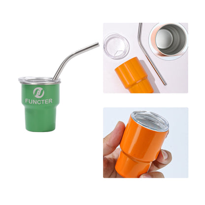 Stainless Steel Mini Tumbler W/ Straw 6 oz.
