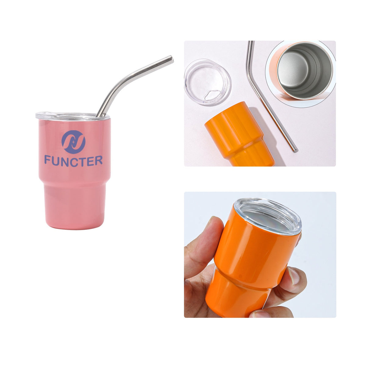Stainless Steel Mini Tumbler W/ Straw 5 oz.