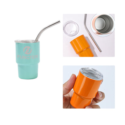 Stainless Steel Mini Tumbler W/ Straw 7 oz.
