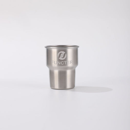 Stainless Steel Natural Finish Laser Engraved Cup W/ Straw 2 oz.
