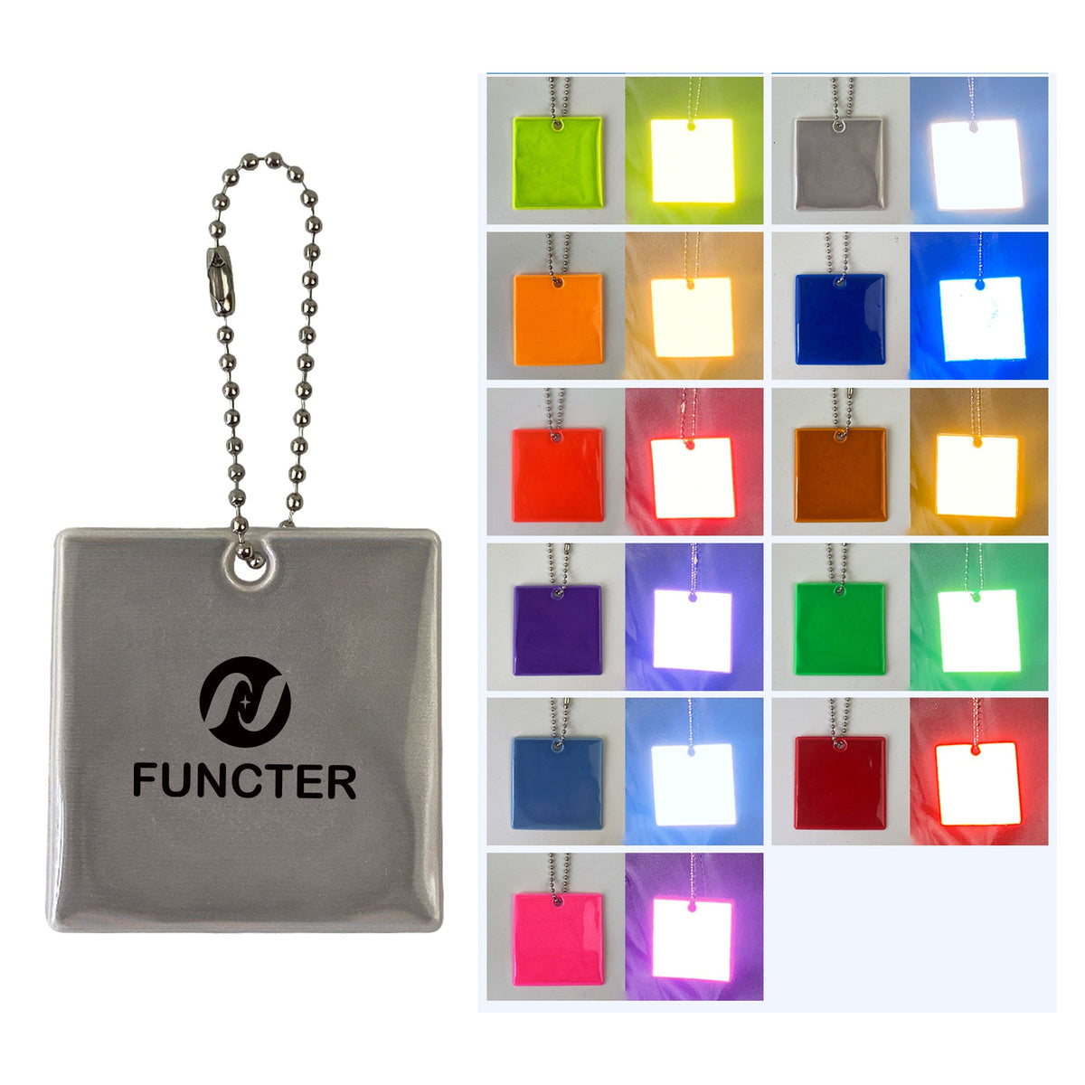 Square Shape Reflective Key Tag