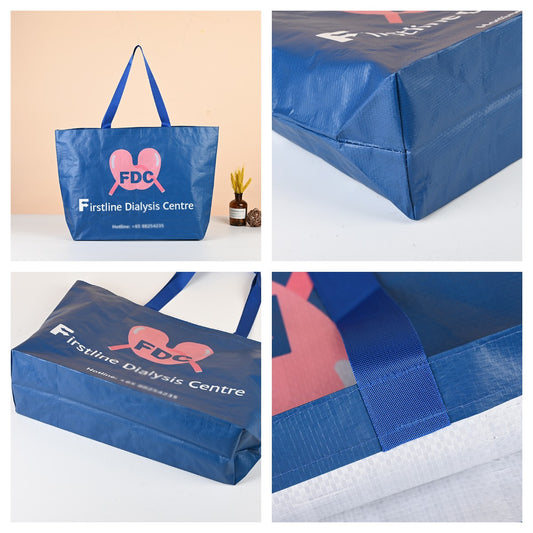 Heathered Laminated Woven PP Shopping Tote Bag 19 x 13 x 6"