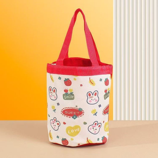 Bucket-Shaped Custom Printed Canvas Tote Bag W/ Magnetic Snap Closure