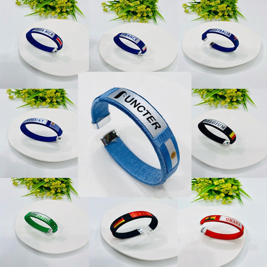 Custom Flag Pattern Wristband W/ Metal Clasp