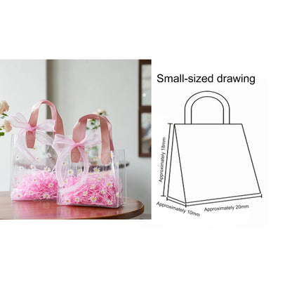 PVC Transparent Reusable Small Tote Bag Gift Bag W/ Rectangular Handle 8x7x4"