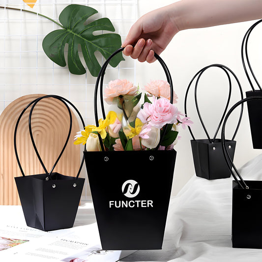 Trapezium Kraft Paper Bouquet Gift Tote Bag W/ Handle