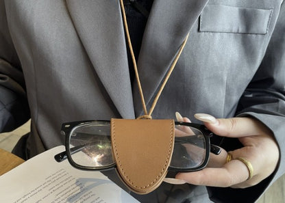 Vintage PU Leather Glasses Case Glasses Neck Strap