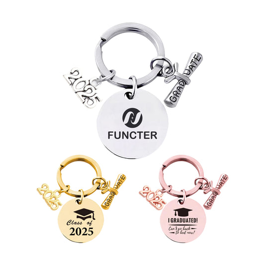 Custom Engraved Graduation Metal Round Key Chain