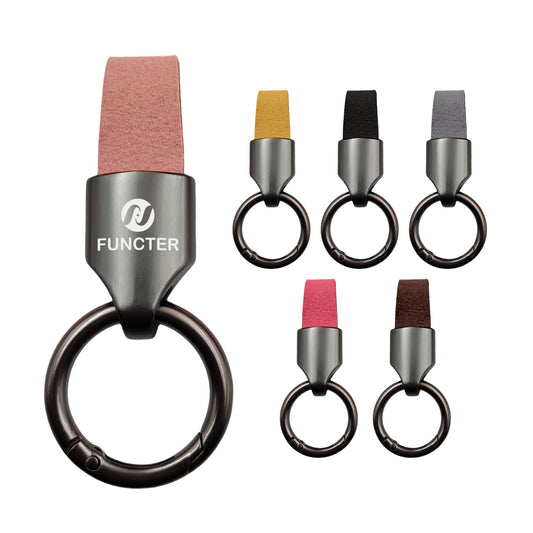 Metal Leather Car Circle Key Chain Decor