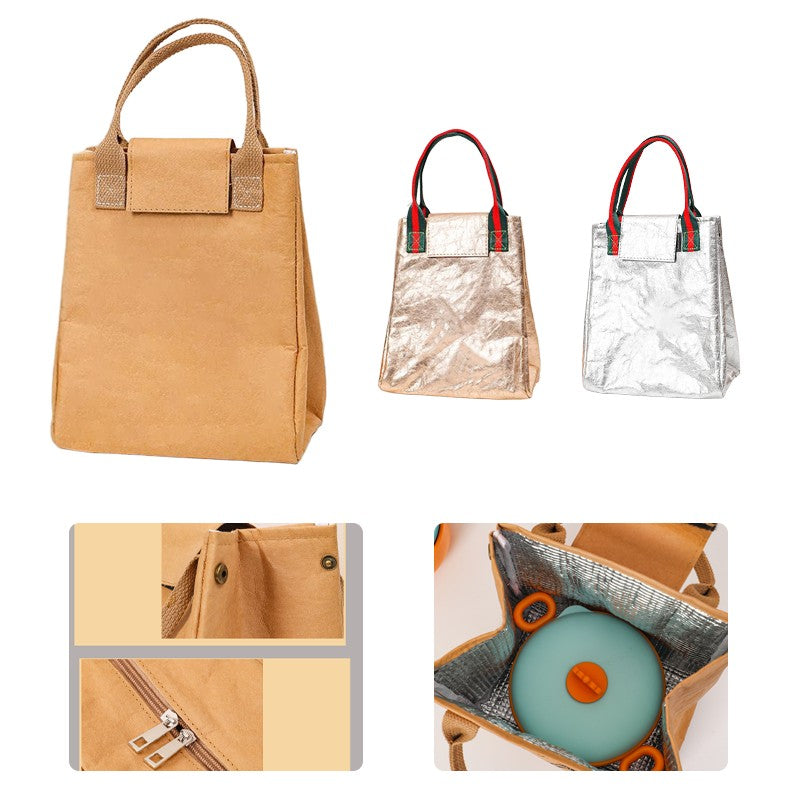 Kraft Paper Insulated Lunch Tote Bag