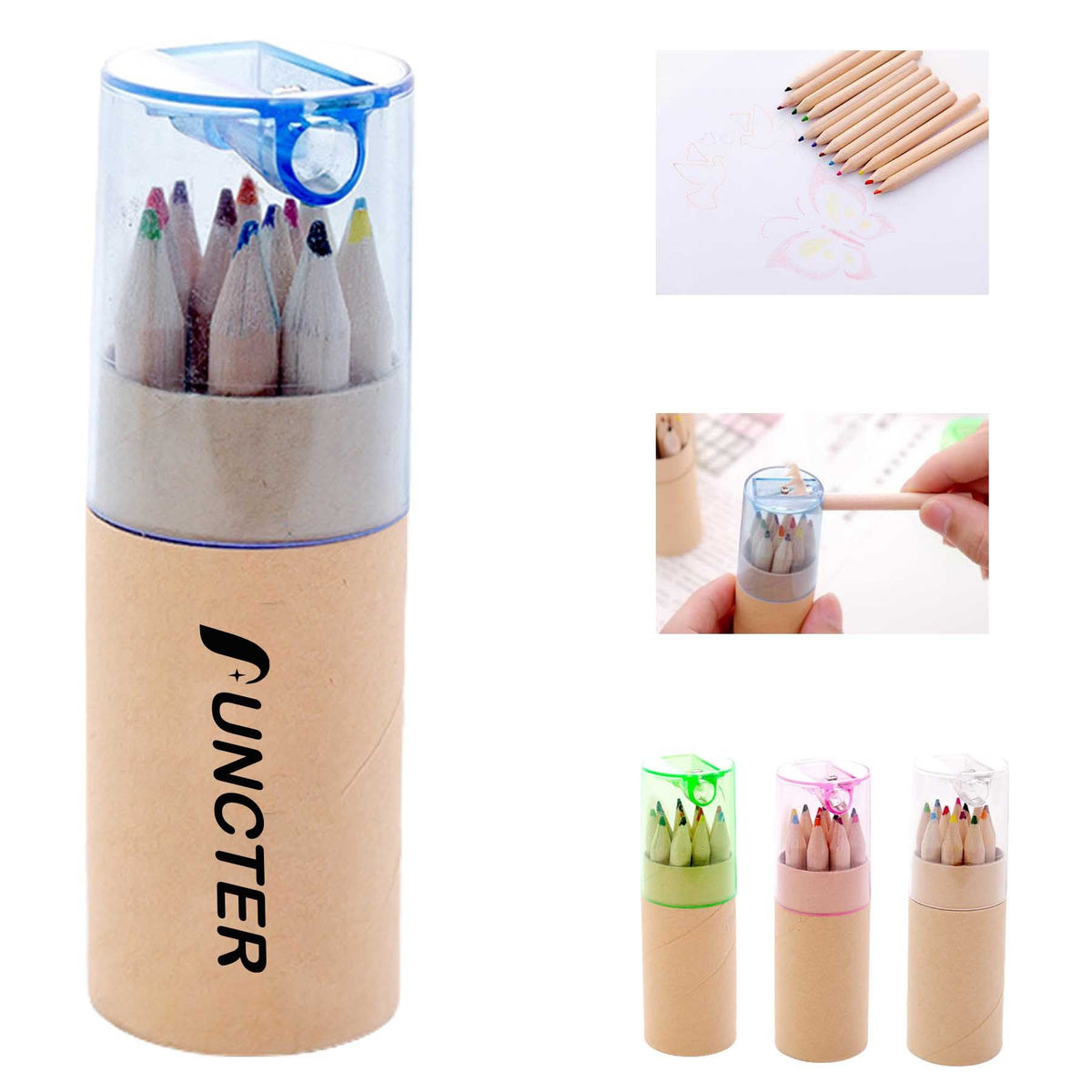 12 Colored Pencil Set in Tube W/Sharpener