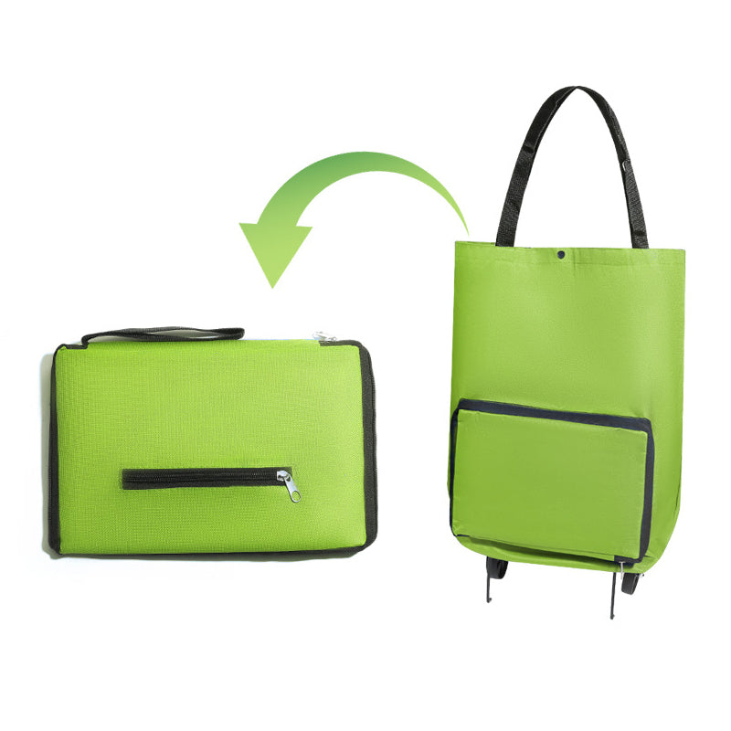 2-in-1 Portable Folding Shopping Bag W/ Wheels