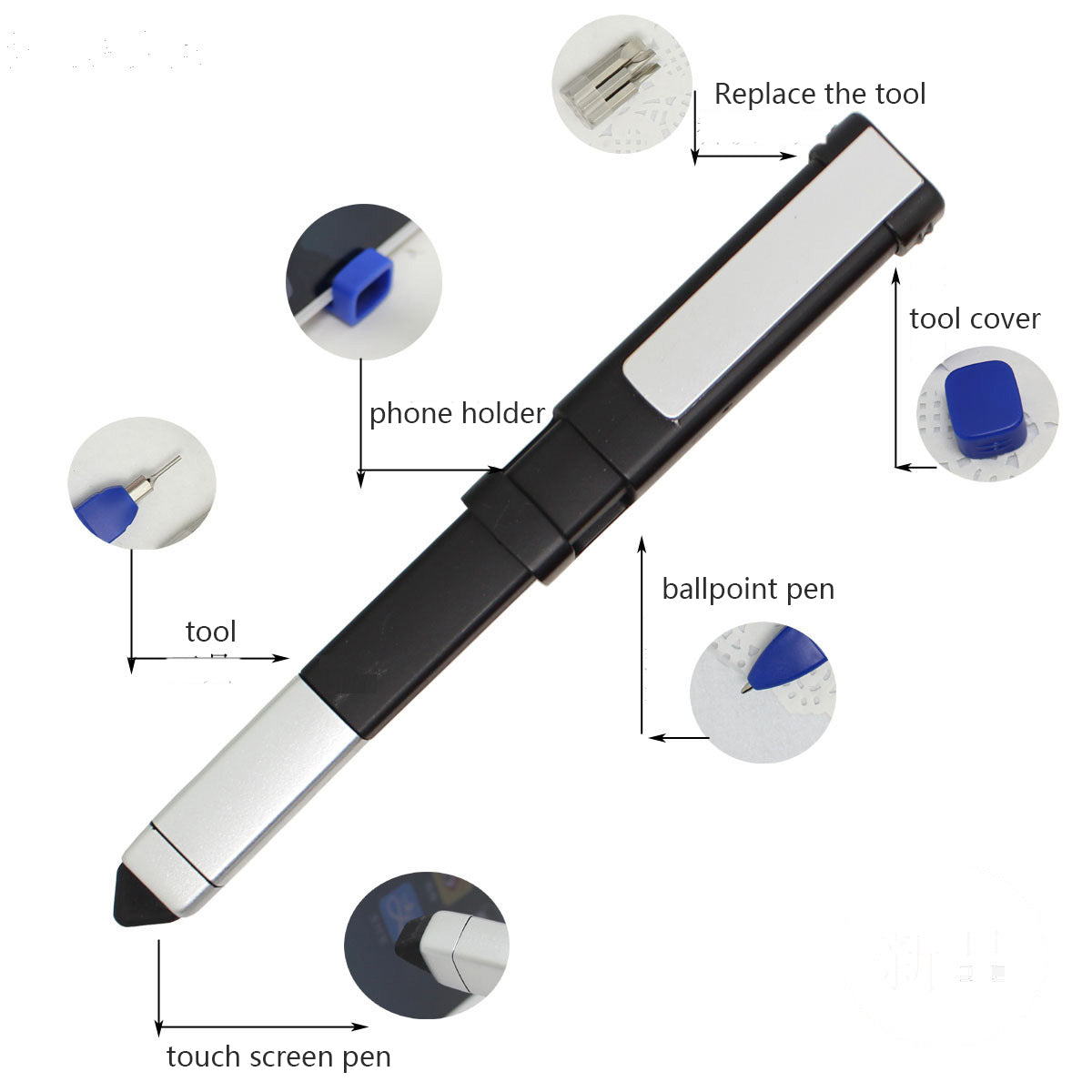 6" 1 Multifunctional Square Ballpoint Pen