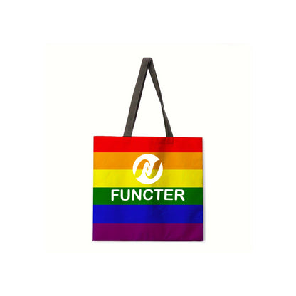 LGBT Pride Rainbow Reusable Large Capacity Polyester Tote Bag 16.14 x 16.14"
