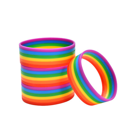 Rainbow Silicone Wristband 8 x 1"