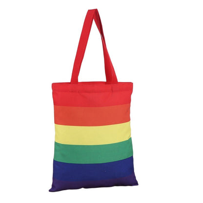 Rainbow Reusable Cotton Canvas Grocery Tote Bag 13 x 15"