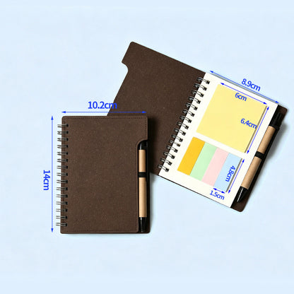 Double Spiral Notebook W/ Sticky Notes, Eco Pen